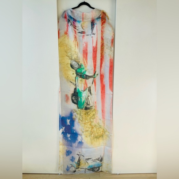 TILO Scarves Linen Summer Dreams. Sweet Vespa print 100% linen. Charming! - Picture 4 of 12